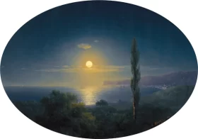 Shono-Fifty-three Stations of the Tokaido Crimean coast by moonlight 1853