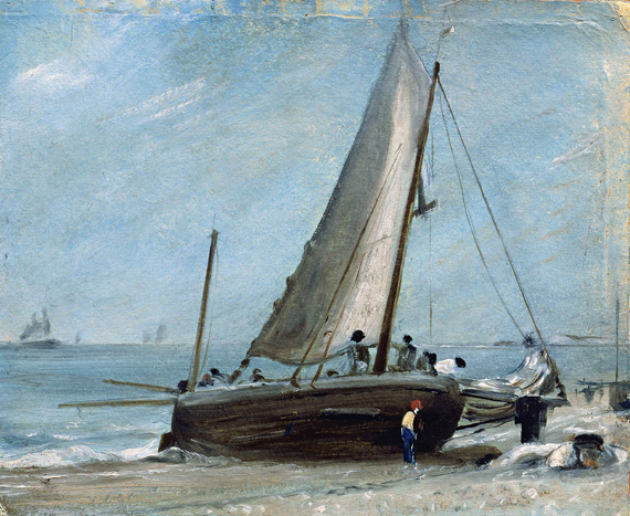 Brighton Beach, with Fishing Boat and Crew