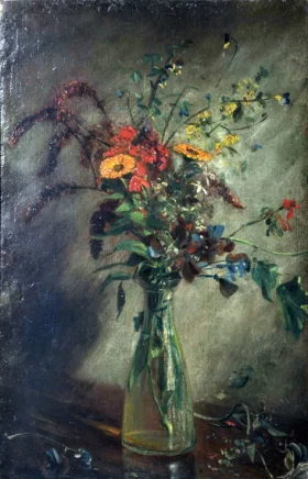 Study of flowers in a glass vase