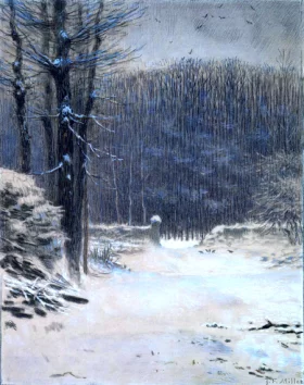 Entrance to the Forest at Barbizon In Winter