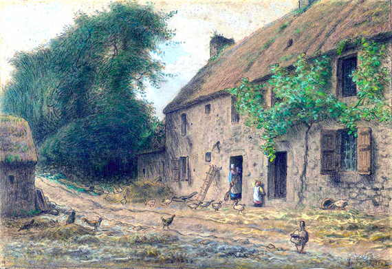 Millet’s Birthplace at Gruchy 으로 프랑수와 밀레, 캔버스에 유화 재현 Millet's Birthplace at Gruchy