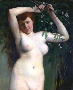 Head of a Young Girl (Tête de fillette) Nude with Flowering Branch 1863