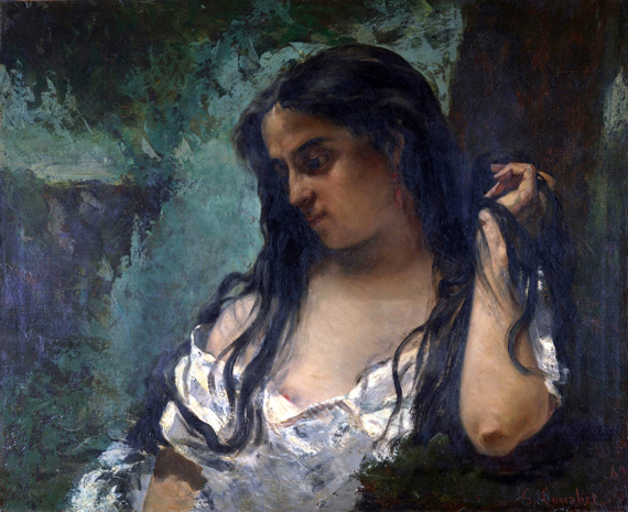 Gypsy in Reflection 1869 으로 구스타브 쿠르베, 캔버스에 유화 재현 Gypsy in Reflection 1869