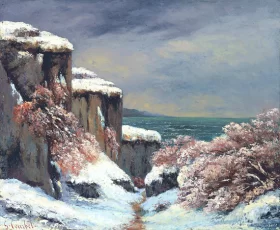 Falaises au Bord De La Mer Sous La Neige