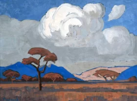 Landscape with Clouds, Recto, Mountainous Landscape, Verso