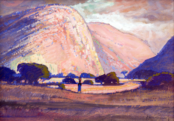 Landscape with Woman Walking in the Distance