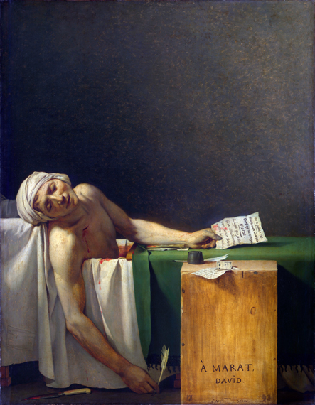 Marat Assassinated 1793 으로 자크루이 데이비드, 캔버스에 유화 재현 Marat Assassinated 1793