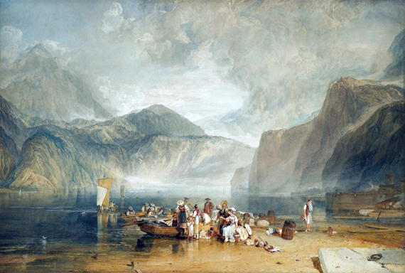 Lake of Lucerne, from the Landing Place at Fleulen, Looking towards Bauen and Tell's Chapel, Switzerland