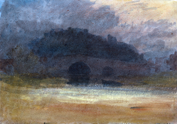 Evening Landscape with Castle and Bridge in Yorkshire 으로, 캔버스에 유화 재현 Evening Landscape with Castle and Bridge in Yorkshire