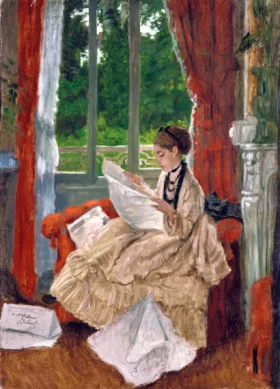 Jeune femme lisant le journal