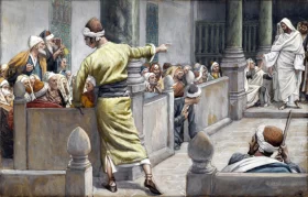 Titine Trovato en robe et chapeau The Healed Blind Man Tells His Story to the Jews