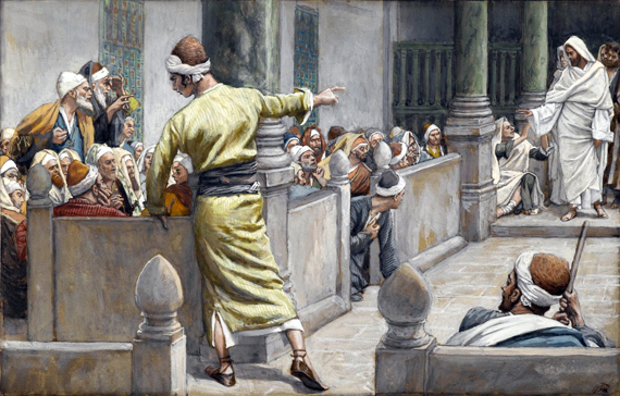 The Healed Blind Man Tells His Story to the Jews 으로 제임스 티소, 캔버스에 유화 재현 The Healed Blind Man Tells His Story to the Jews