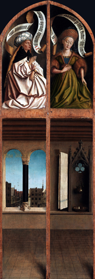 14-15. The Ghent Altarpiece closed Interior with City View and Lavabo