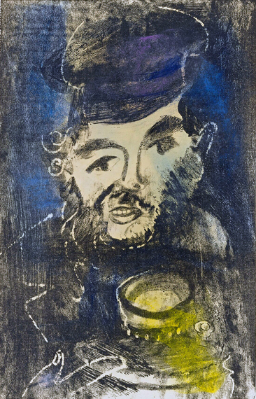 Man With Samovar 으로 마르크 샤갈 (영감을 받아서), 캔버스에 유화 재현 Man With Samovar