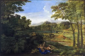 Paysage avec deux nymphes et un serpent