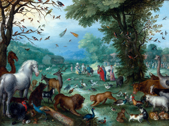 Paradise Landscape With The Animals Entering Noah's Ark