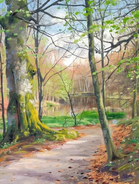 A pond in a forest in springtime 1896