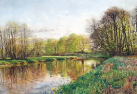Springtime along the stream, The swallows are catching insects 1901