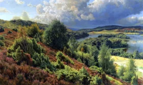 Heather-covered hills by the lakes near Silkeborgh 1907