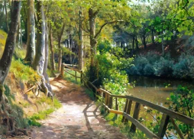 A Spring Day in Sæby Forest, a glimmer of sunlight through trees 1916