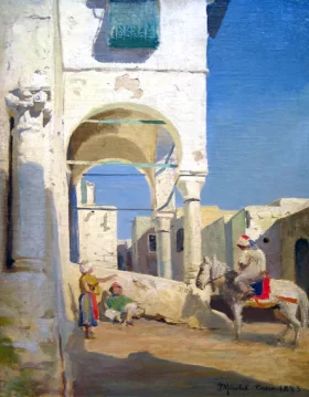 Street scene from Cairo with persons and a donkey 1893