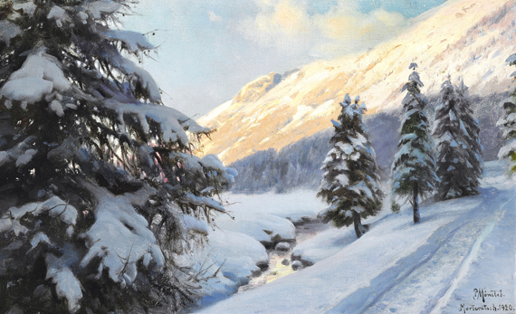 Winter landscape at Morteratsch in Switzerland 1920