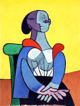 Seated Woman with Yellow Background