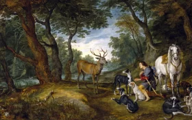 Saint John baptizing the people Miracle of Saint Hubert 1617