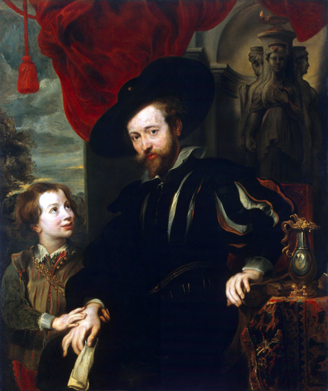 Portrait of Rubens with his son Albert 으로 피터 폴 뤼벤스, 캔버스에 유화 재현 Portrait of Rubens with his son Albert