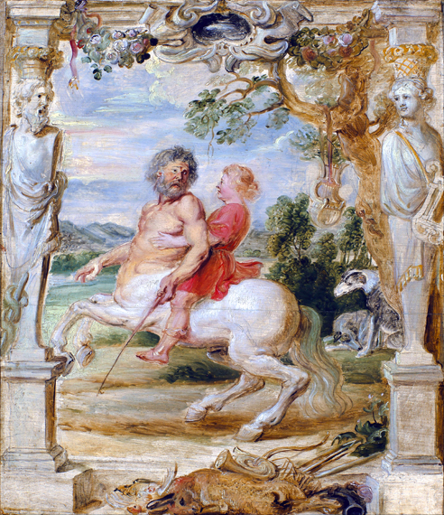Achilles Educated by the Centaur Chiron 으로 피터 폴 뤼벤스, 캔버스에 유화 재현 Achilles Educated by the Centaur Chiron