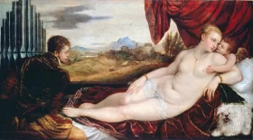 Spring day with fruit trees in bloom in Torbole at Lake Garda 1909 Venus with the Organ Player 1550