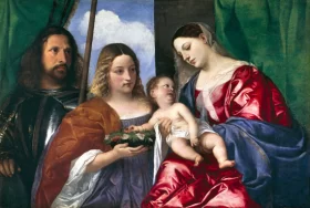 A sunny winter day 1902 Madonna and Child with Sts Dorothy and George