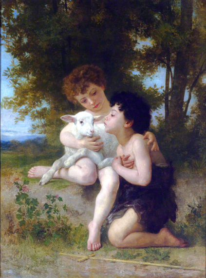 Les Enfants à L’Agneau, 1879 으로 윌리엄-아돌프 부구로, 캔버스에 유화 재현 Les Enfants à L'Agneau, 1879