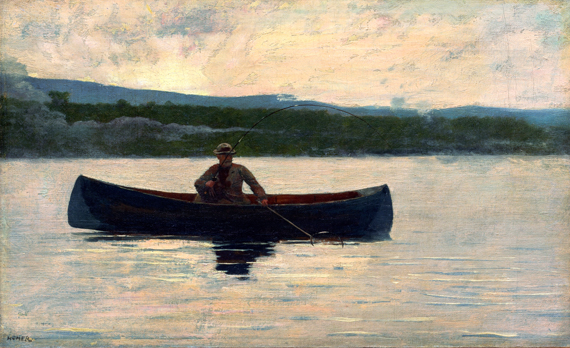 Playing a Fish 1875 으로 윈슬로우 호머, 캔버스에 유화 재현 Playing a Fish 1875