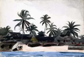 Greeting an American Ship Key West, Negro Cabins and Palms, 1898