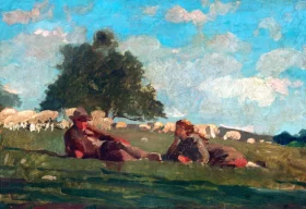 Chapel by the sea 1847 Boy and Girl In a Field with Sheep, 1878