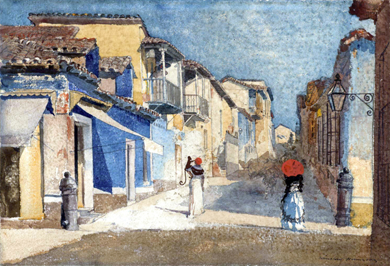 Street Scene, Santiago de Cuba 1885 으로 윈슬로우 호머, 캔버스에 유화 재현 Street Scene, Santiago de Cuba 1885