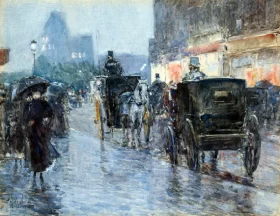 Horse Drawn Cabs at Evening, New York 1890