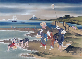 Clam-gatherers on the shore