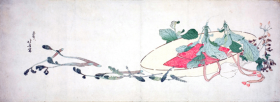 Flowers and spring greens in a hat