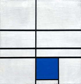 Composition with double lines and white and blue