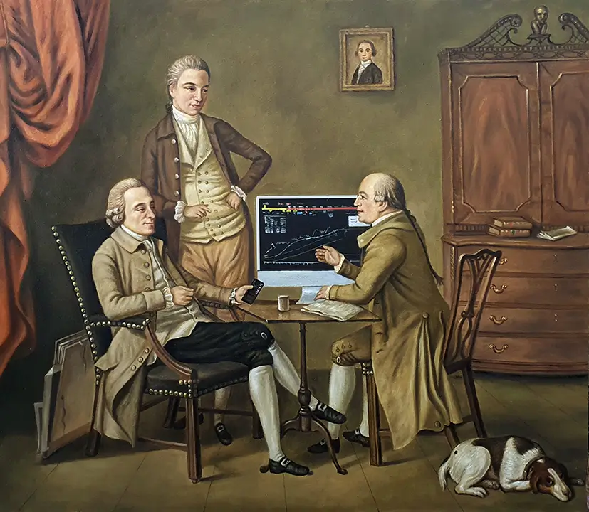 The Connoisseurs with computer by David Allan