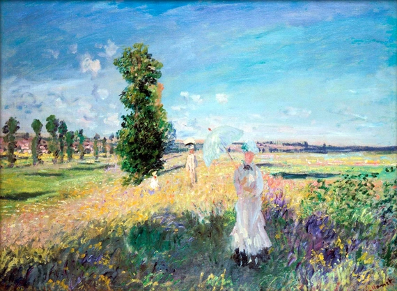 The Promenade, Argenteuil, 1875 by Claude Monet, oil painting reproduction on canvas The Promenade, Argenteuil, 1875