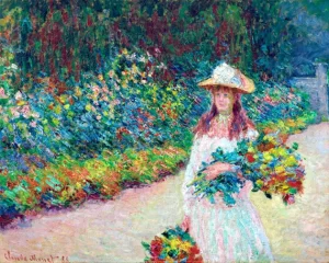 Jeune Fille Dans Le Jardin De Giverny