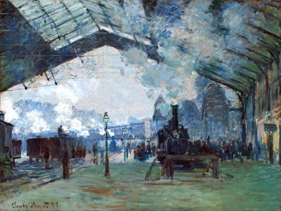 Arrival of the Normandy Train, Gare Saint-Lazare by Claude Monet, oil painting reproduction on canvas Arrival of the Normandy Train, Gare Saint-Lazare