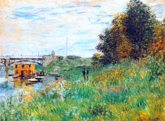 The Banks of the Seine at the Argenteuil Bridge by Claude Monet, oil painting reproduction on canvas The Banks of the Seine at the Argenteuil Bridge