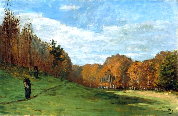 Woodbearers In Fontainebleau Forest, 1864 by Claude Monet, oil painting reproduction on canvas Woodbearers In Fontainebleau Forest, 1864
