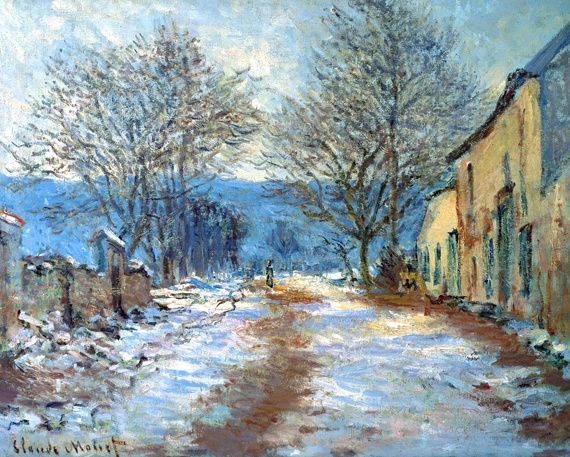 Snow Effect at Limetz by Claude Monet, oil painting reproduction on canvas Snow Effect at Limetz