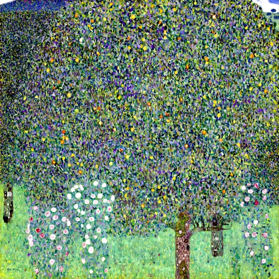 Rosebushes Under the Trees