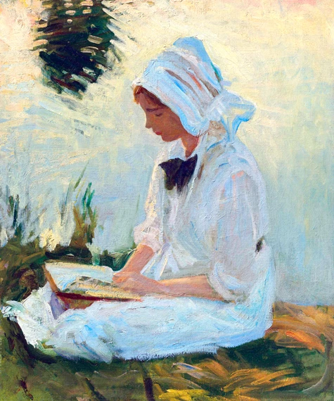 Girl Reading By a Stream 1888